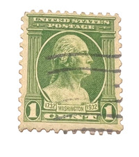 Vintage US 2 Cent George Washington 1 cent Stamp | Green ~Very Fine~