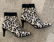 Mia Misti Short Dress Boots MH34005 Leopard Print Textile Upper Size 7.5M