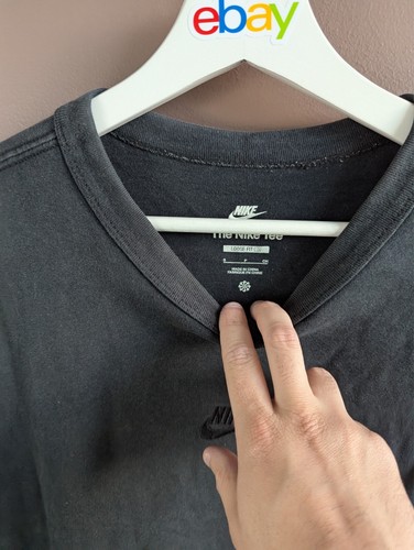Nike T-Shirt Mens Size S Black Loose Fit Centre Swoosh Logo Cotton Short Sleeve - Picture 6 of 8