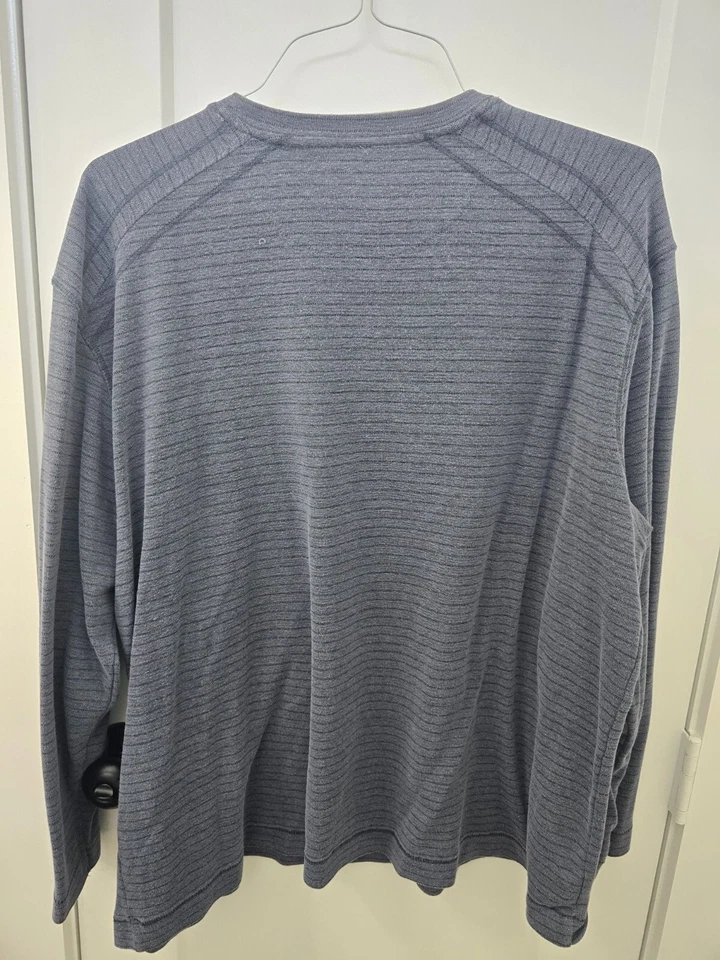 Camisa masculina manga longa Method XL listrada cinza gola V - Imagem 3 de 3