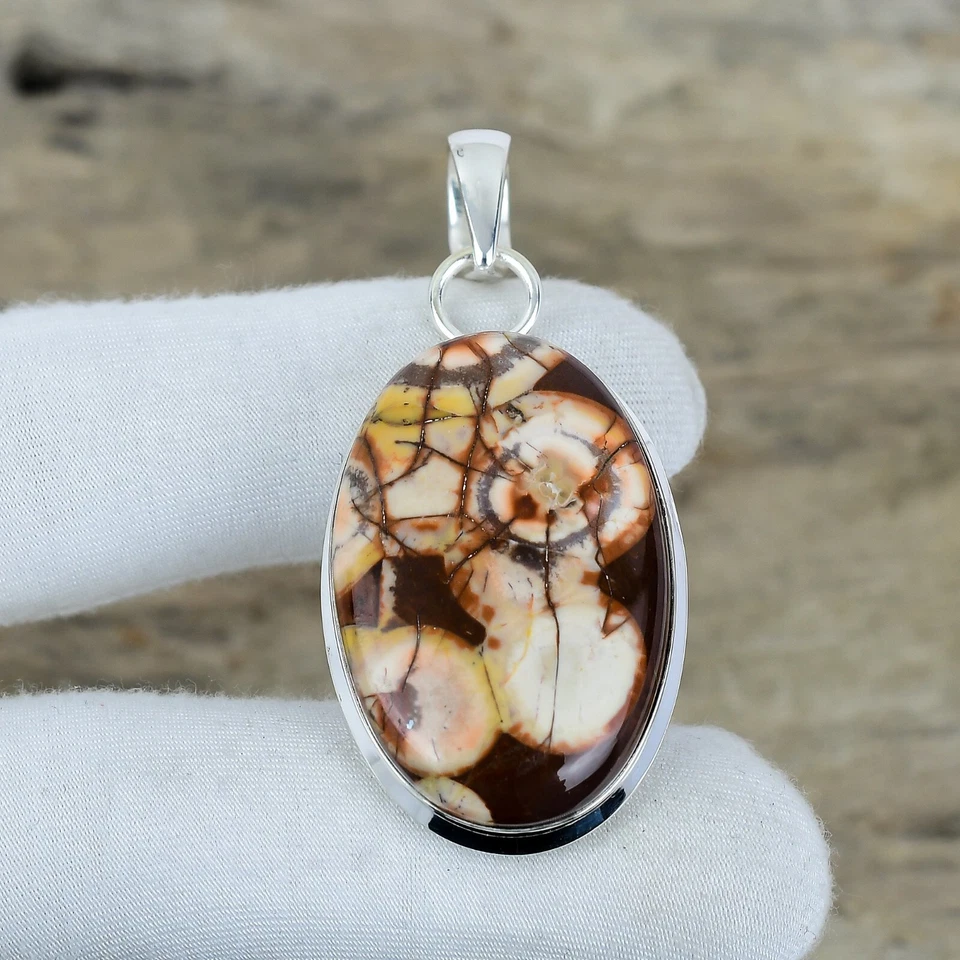 Naturale Uccello Occhio Diaspro Gemma Ciondolo 925 Argento Per Compleanno Regali - Immagine 2 di 4