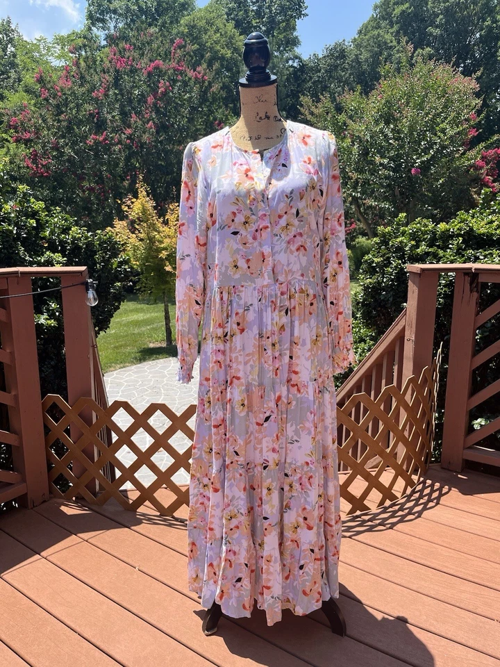 Nuevo con etiquetas Vestido Selena Floral Manga Larga en Niveles Talla Grande EVIE Foto 4 de 4