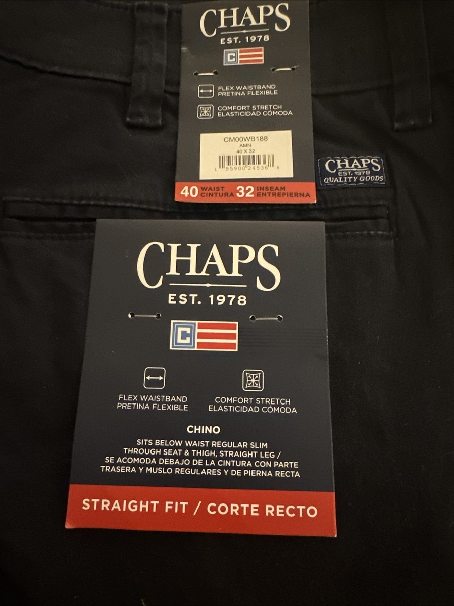 m Chaps Men's Comfort Stretch Straight Fit Dark Navy Chino