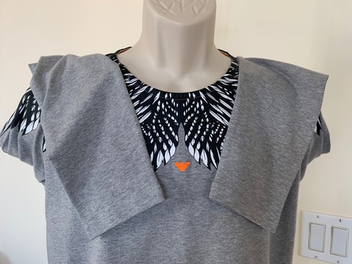 NWT Armani Junior Big Boy Sz 16 Gray Feathers Print Long Sleeve Top Shirt Blouse - Picture 7 of 12