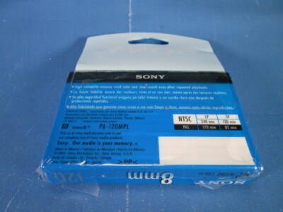 SONY 8mm Standard MP 120 Min Video 8 Tape P6-120MPL **Free