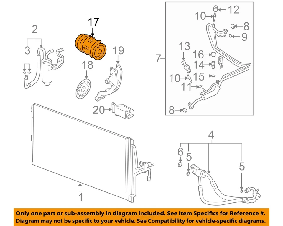 Б/у компрессор кондиционера подходит: 2007 Buick Lacrosse 3.8 класса A - Изображение 3 из 4
