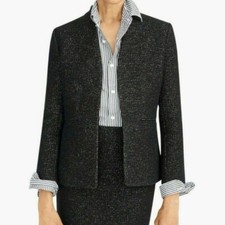 J.Crew Going Out Tinsel Tweed Business Career Blazer Black Lurex Womens 6