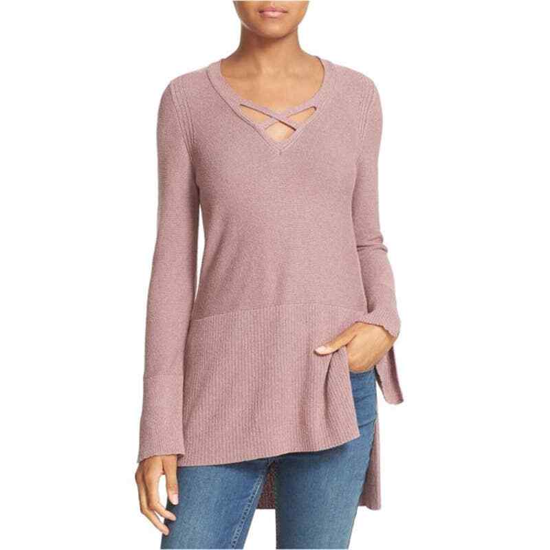Free People Criss Cross Tunic Sweater 