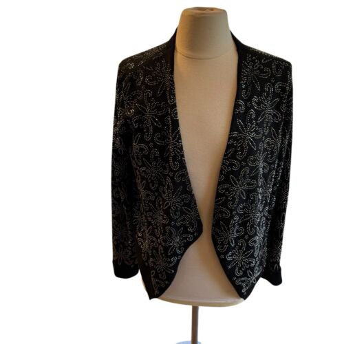 Alice + Olivia cardigan Jacket Neiman Marcus Sparkly Floral Women's Sz Medium
