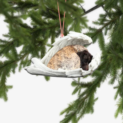 German Shorthaired Pointer Dog Sleeping Angel Ornament, Dog Angel Wings Ornament