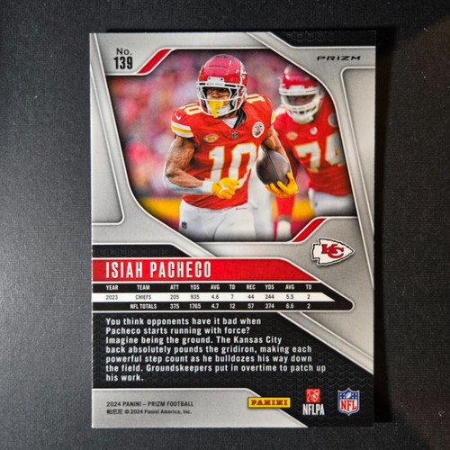 2024 Panini Prizm - #139 Isiah Pacheco Red White and Blue Prizm - Picture 2 of 2