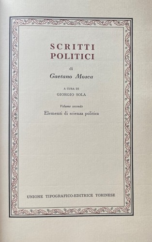 GAETANO MOSKAU POLITISCHE SCHRIFTEN THEORETIK REGIERUNGEN ELEMENTE POLITIKWISSENSCHAFT UTET - Bild 5 von 17