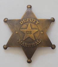 Collectable Western Badge - Old West Solid Badge 3" Badge - Deputy US Marshal