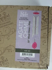 Regal 32" Agate Wind Chime New Age Pink Agate Stones Precision-Tuned Acrylic New