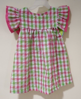 pink and green plaid dress St. Patrick's Day Shamrock Smocking Clover Plaid Bow Embroidered Dress 5