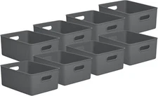 Superio 15L Medium Ribbed Storage Bin- Plastic Storage Bin  (8 Pack, Grey)