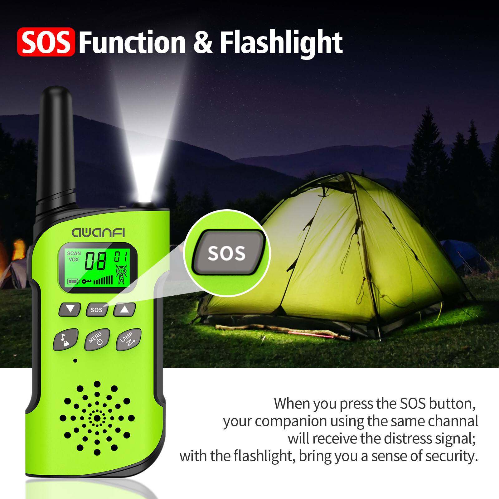 1 pair AWANFI Walkie Talkies For Kids 22 Channel 3 Miles 2 Way Radio Walkie Talk