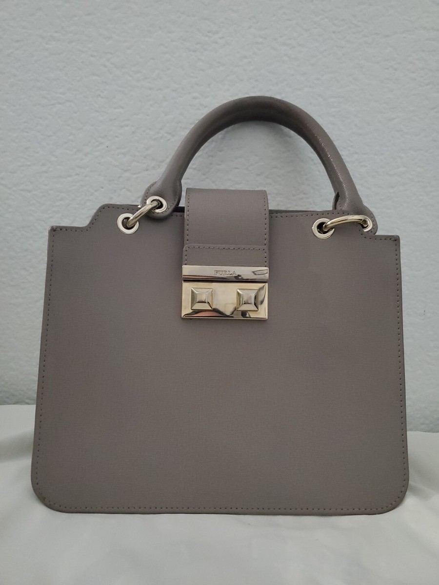 Furla Bella Satchel/Handbag Bag In Saffiano Leather Gray