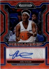 2022-23 Prizm Draft College Penmanship Prizms Choice Red #11 Abu Kigab Auto /88