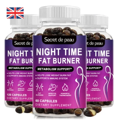 SECRET DE PEAU 180Pcs Night Time Fat Burner Supplement - Weight Loss Appetite Suppressant Detox