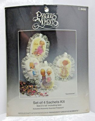 Vtg 1984 Paragon Precious Moments Scentiments Sachets Kit 8406 Set of 4 3.5x5''