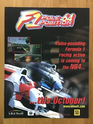 F1 Pole Position 64 Nintendo 64 N64 1997 Vintage Print Ad/Poster Official Rare