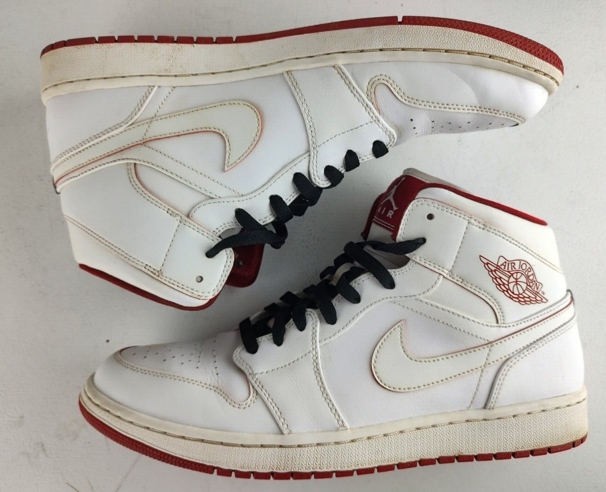 Nike Air Jordan‎ 1 Mid Retro White / Red (554724-103) Mens Size 12 High OG Air Jordan 1 Retro Mid  main image 3