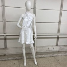 BHLDN Ruby Stretch Satin Halter Mini Dress Women's Size S Ivory