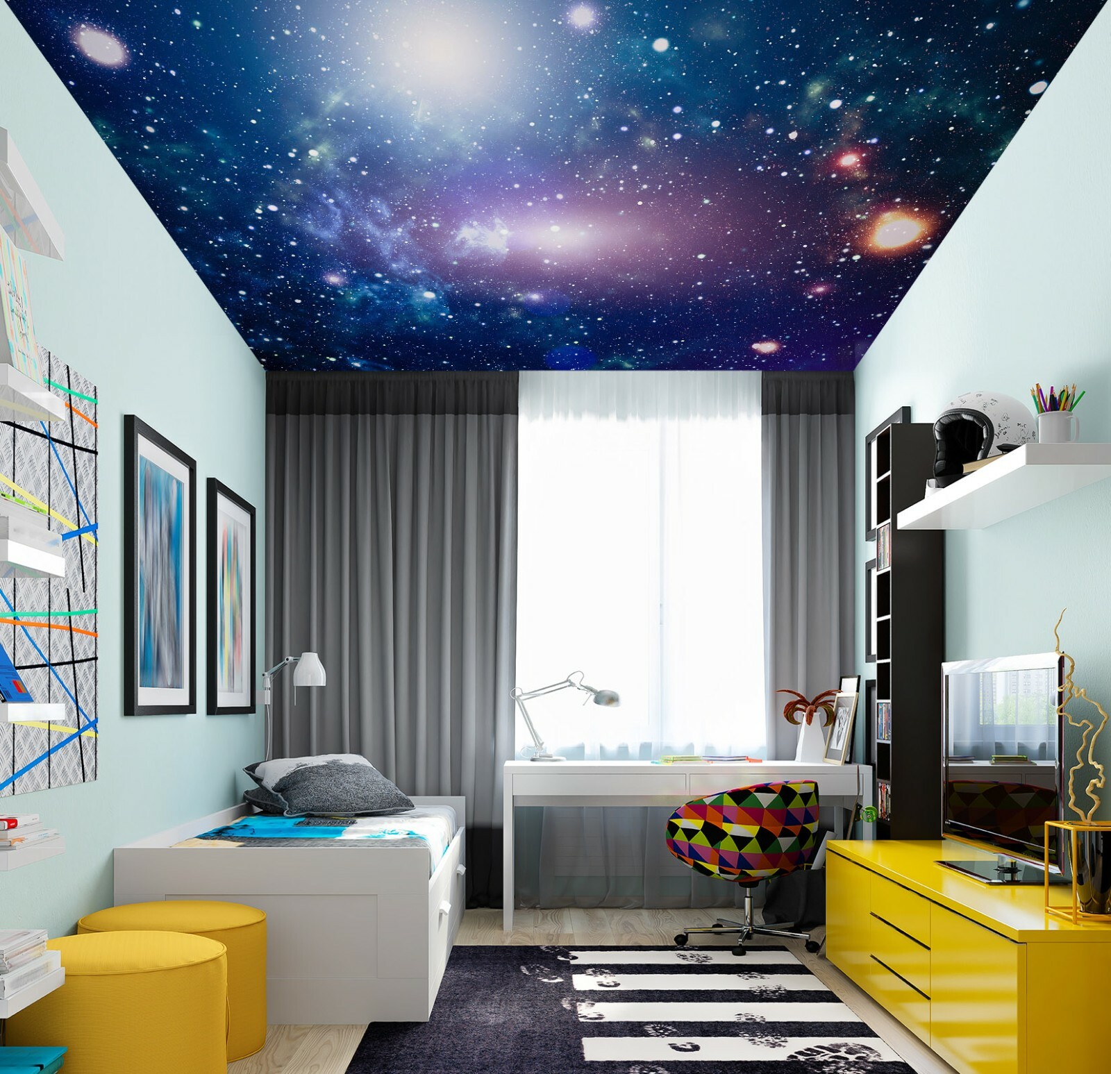 3D Green Star 146 Wallpaper Mural Print Decorative Wall Art by AJ Wallpaper Zoe