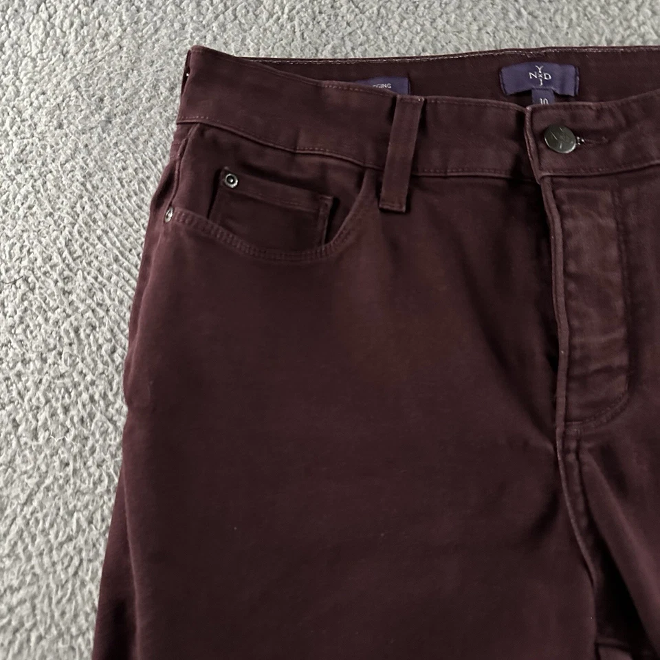 NYDJ Womens Pants Burgundy Size 10 Alina Legging Mid Rise Denim Cotton Blend - Image 3 of 4