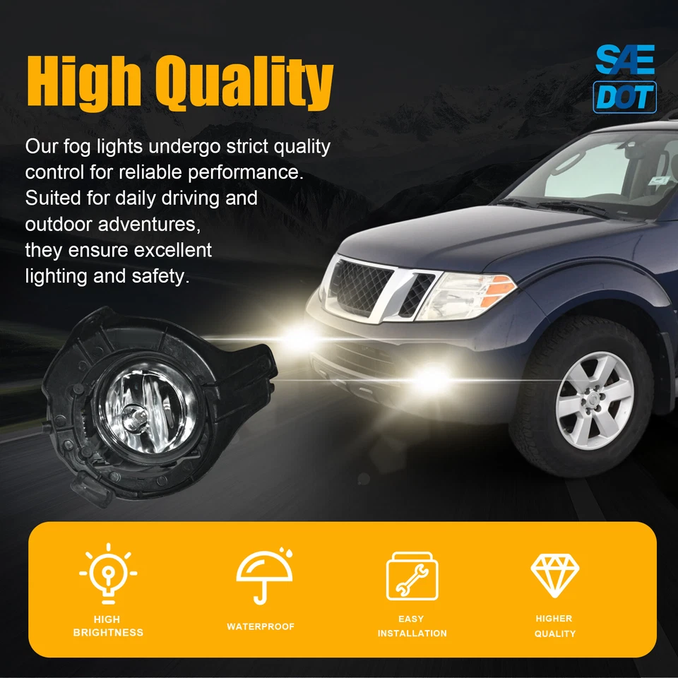 Fog Lights Bumper Driving Lamps For 2005-2012 Nissan Pathfinder 05-09 Frontier - Image 2 of 4