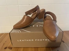 Patina Leather Ankle Wrap Mule Sz. 10.5