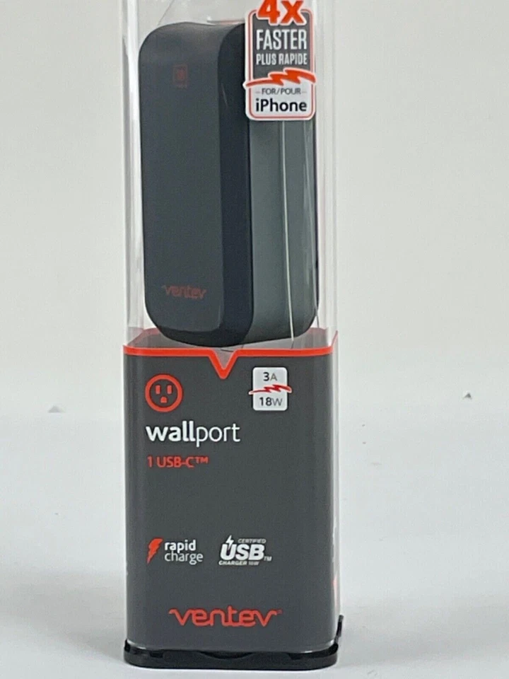 Ventev Wallport (18W) 3A USB-C Wall Rapid Charger In Carry Case - Image 2 of 3