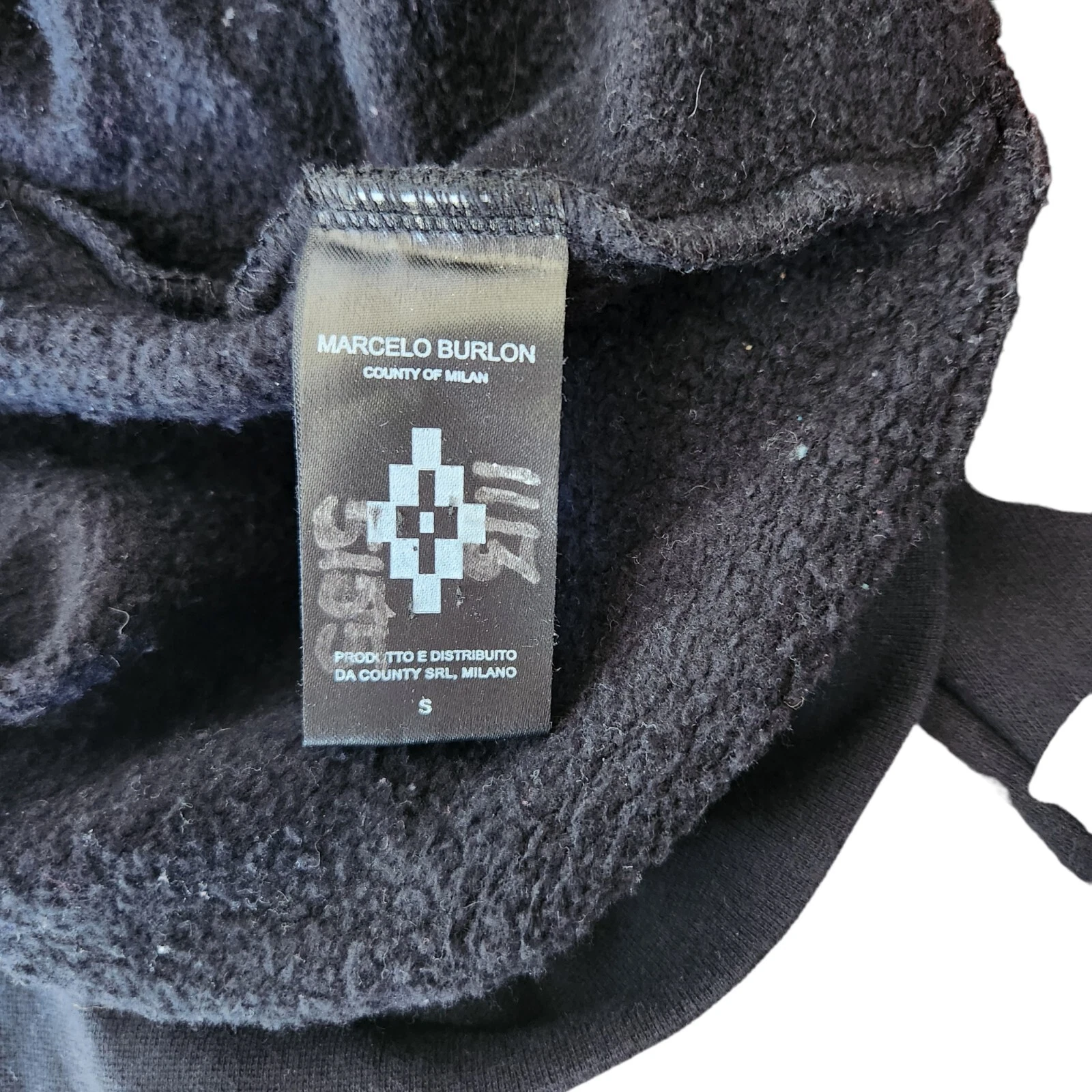 Marcelo Burlon Felpa Split Face Gorilla Riga Rossa Girocollo Nero Small