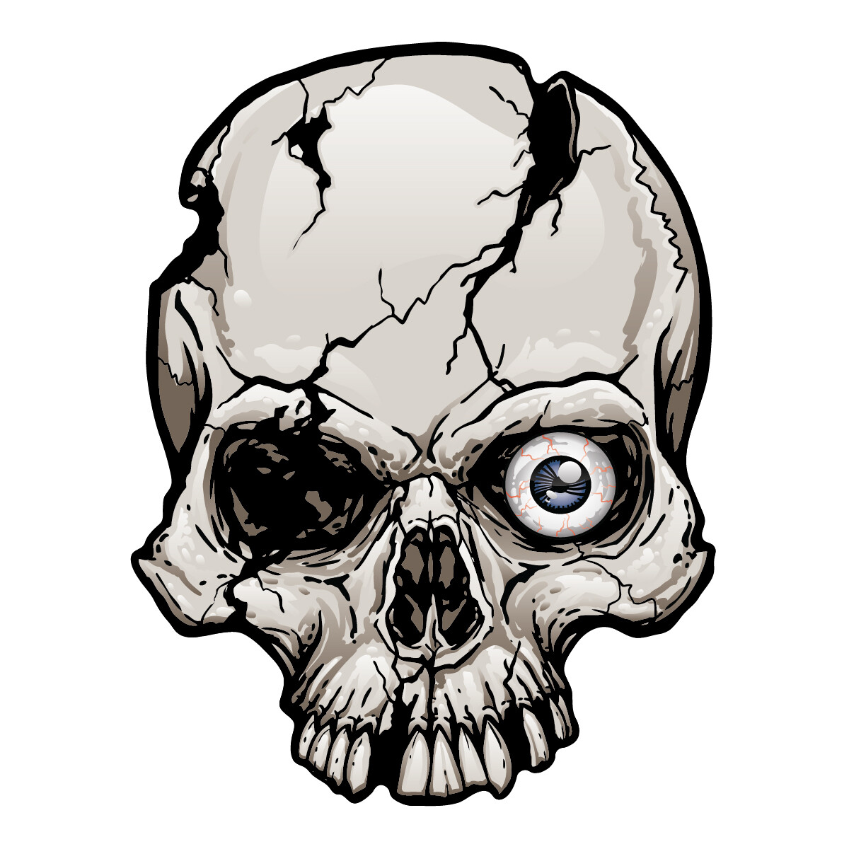 One-Eyed Cracked Skull Magnet