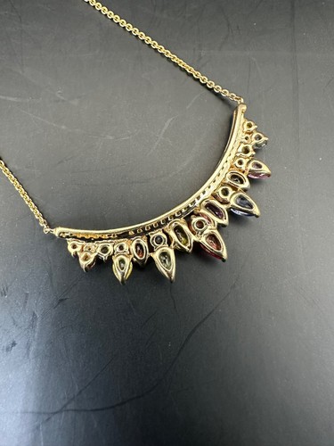 Effy Watercolors 14K Gold 3.34cttw Multi Sapphire 0.18cttw Diamond Necklace 18" - Picture 7 of 11