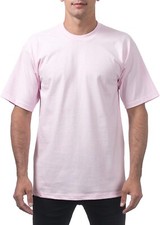 Pro Club Men's Heavyweight Cotton Short Sleeve Crew Neck T-Shirt Pink, XL 