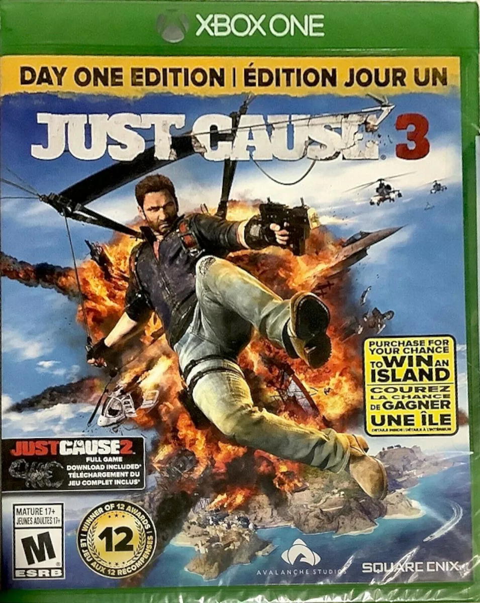 NEW Just Cause 3 w/Just Cause 2 Download Xbox One video game xb1  English/French