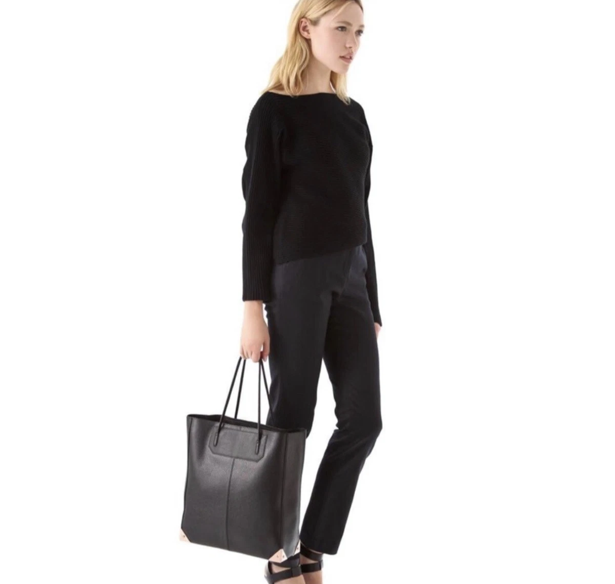 Sale Alexander Wang Pebbled Leather Black Large Prisma Tote Bag