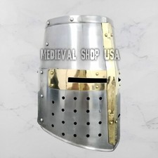 Medieval Templar Crusader Helmet LeatherLinerHelmet, CosplayAccessories, gifts.