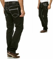 Straight Herren Jeans Slim Fit Basic Jeans Stretch Hose Dicke Naht NEU
