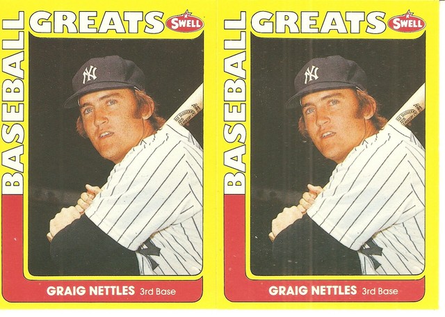 2 CARD 1990 SWELL GREATS GRAIG NETTLES BASEBALL CARD LOT #67 2 CARD 1990 SWELL GREATS GRAIG NETTLES BASEBALL CARD LOT #67