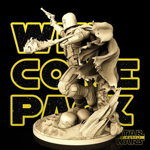 The Mandalorian 3D Printed Figure, Din Djarin Bounty Hunter Statue, Unpainted - Picture 4 of 10