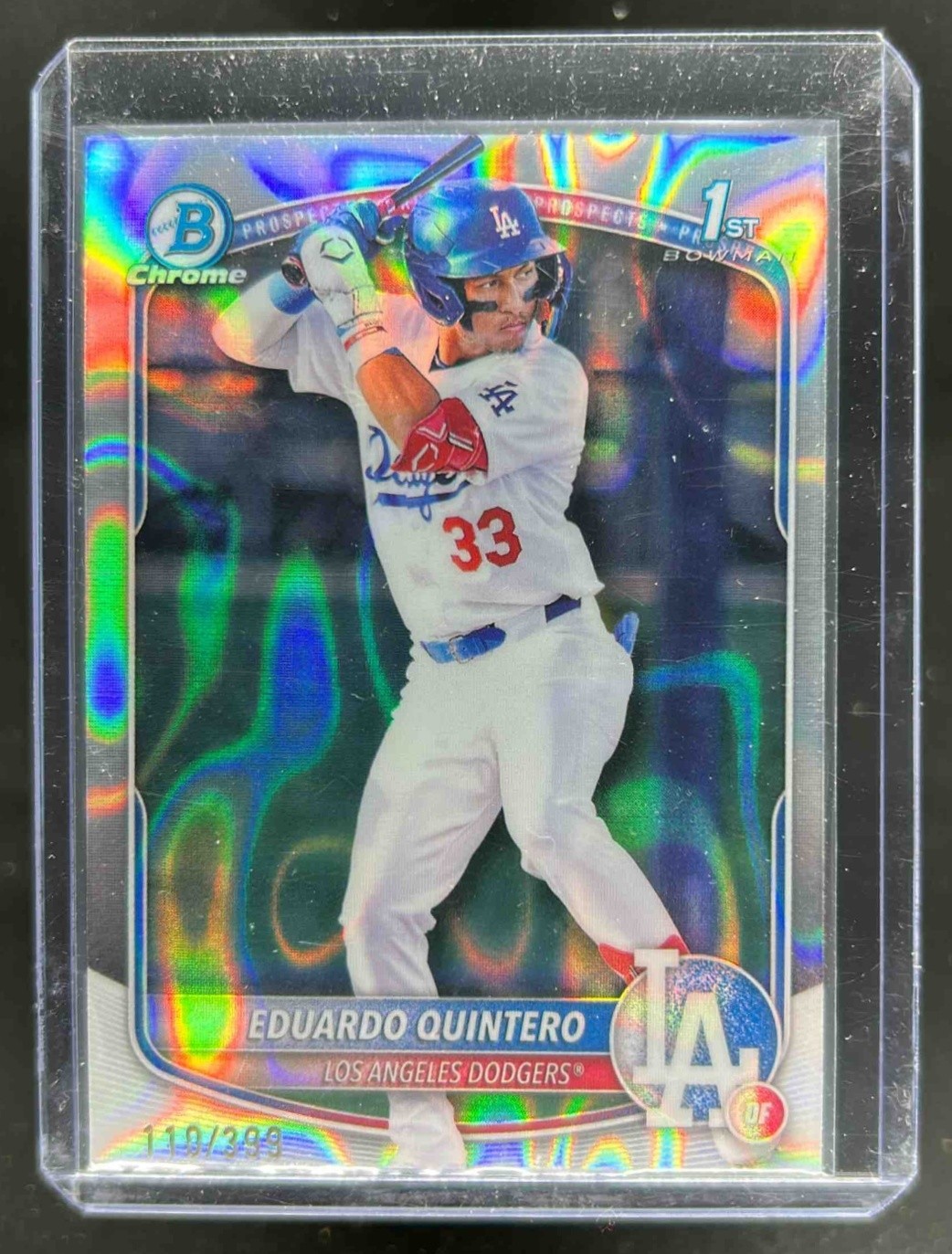 2025 Bowman Eduardo Quintero Chrome Lava Refractor 1st Prospect #110/399 Dodgers