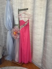 NWT Blush Prom dress sz 8 rhinestones chiffon one shoulder barbiecore