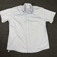 Van Heusen Men 17.5 XL Pinpoint Oxford Easy Care Short Sleeve Button Up USA Made