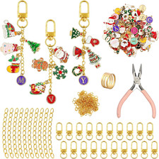 Gaiett 319 Pcs Christmas Keychain Making Kit with Charms, Christmas Bag Charm Ma