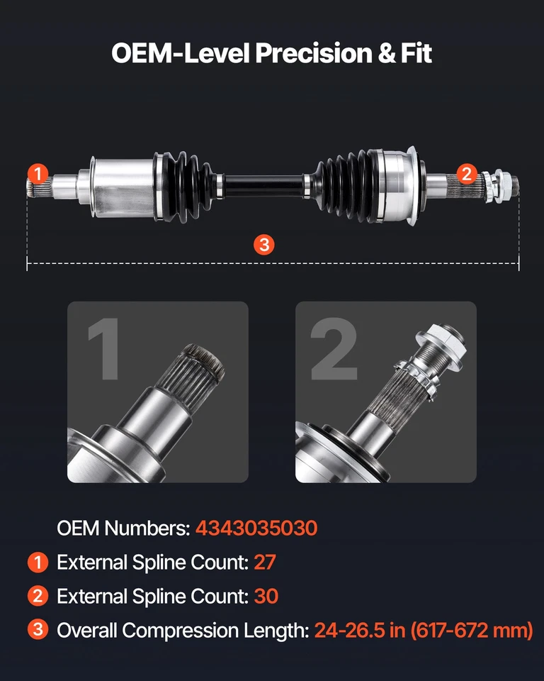 VEVOR CV Axle Shaft Assembly 2PCS Front Left & Right for 96-02 Toyota 4Runner - Imagem 3 de 4