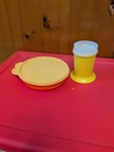 Tupperware Orange & Yellow Munchkids Divided Dish Bowl,  Lid & No Tip 6 Oz Cup — photo 2