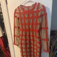 Red mesh band-aid dress with gold accents Size M #party #clubwear NWT